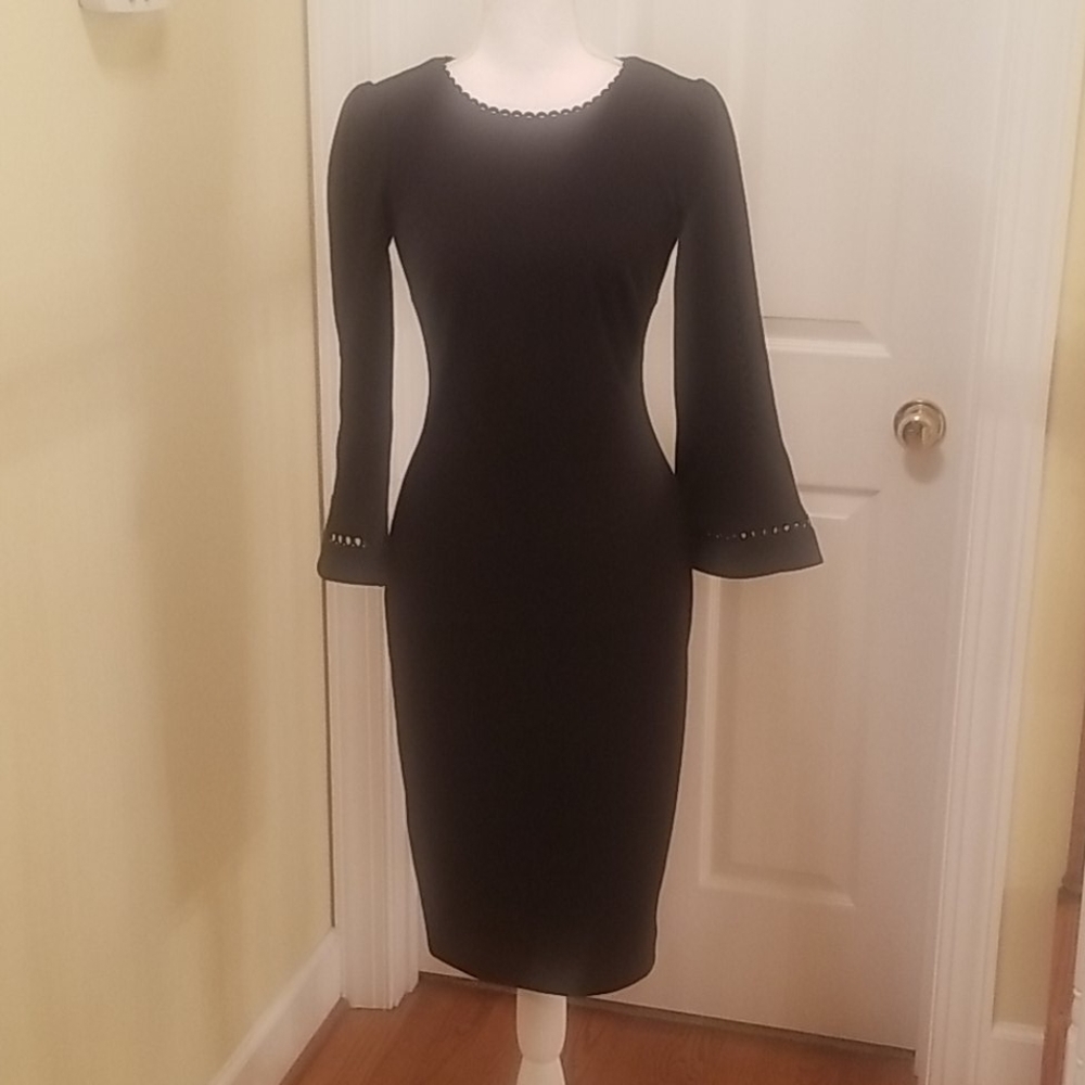 Black Calvin Klein bell sleeve dress 2